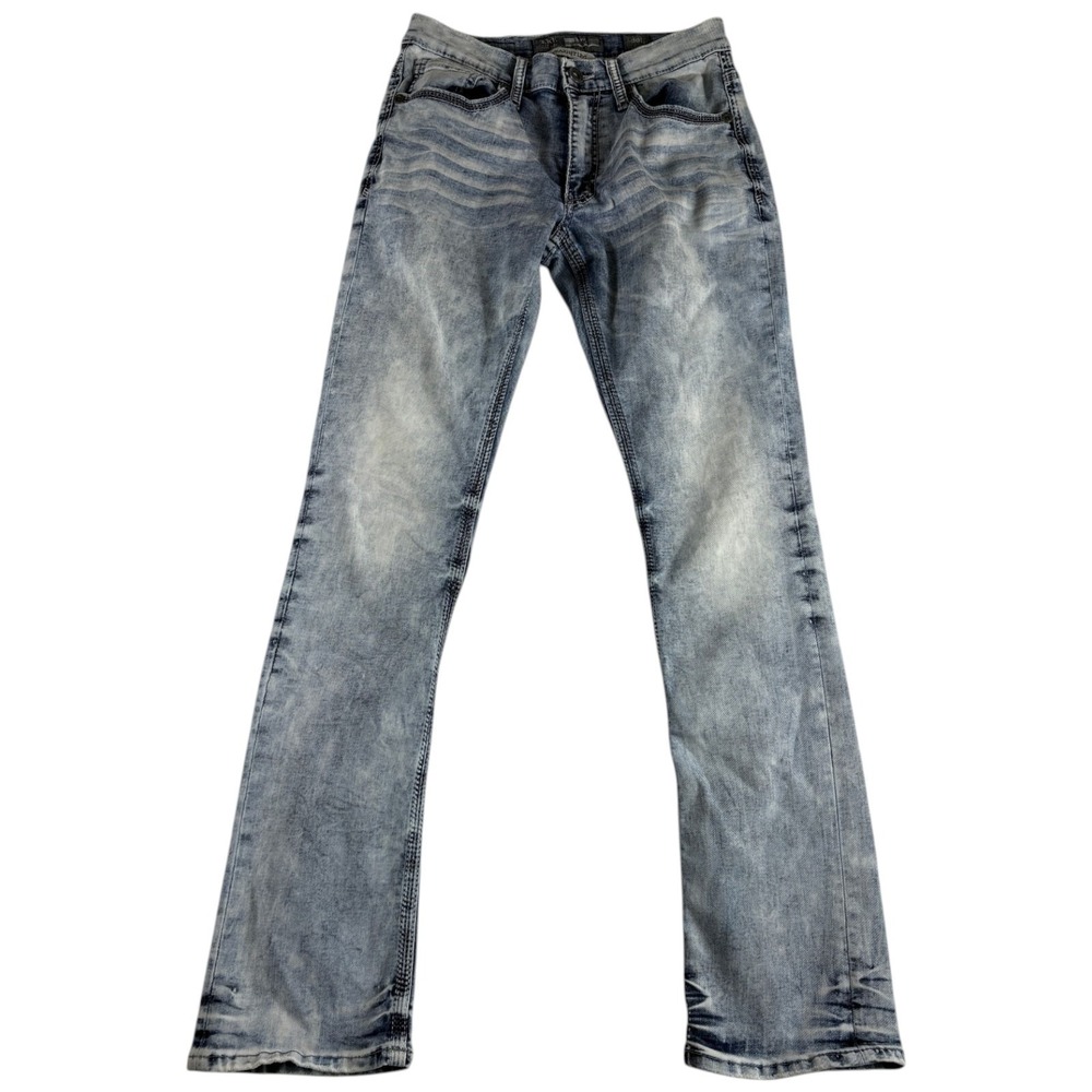 Buckle BKE Jake Regular Straight Leg Jeans Mens 30 Large Blue Denim Whiskered